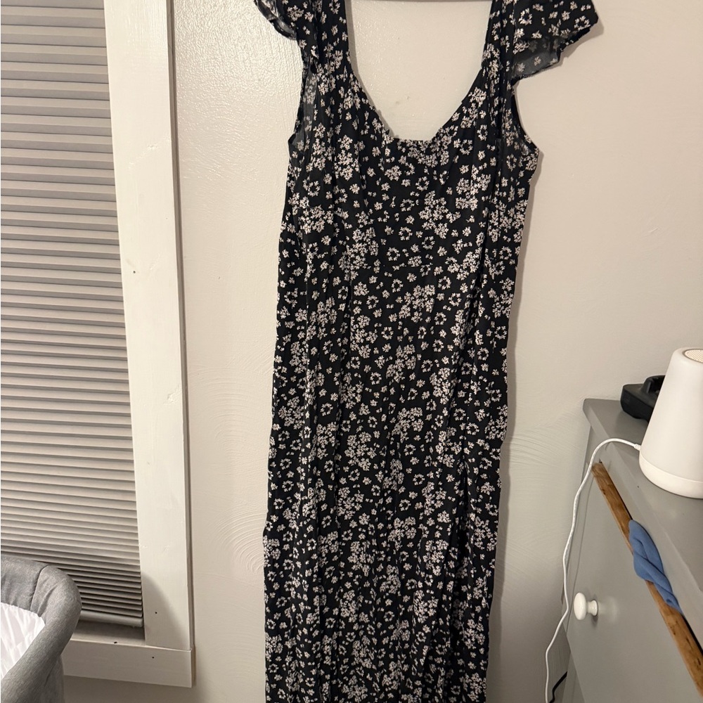 ASOS Black Maxi Dress with White Ditsy Floral Print